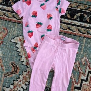 Old Navy Pink Strawberry Baby Onesie